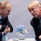 Trump and Putin meet in Hamburg in 2017,